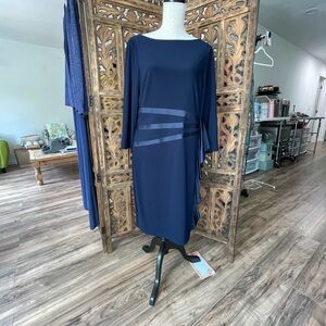 American Living Blue Sheath Dress with Side Ruffle